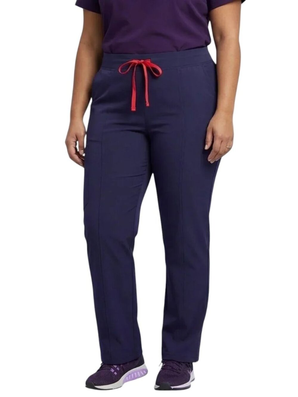 NEW Med Couture Plum Energy Yoga Waist Band Cargo Boot Cut Leg Scrub Pants 3XL